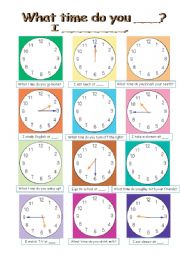 English Worksheet: Pair work conversation (4pages, sheet A and B, clock and flash cards)