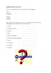 English worksheet: Questions with the verb 