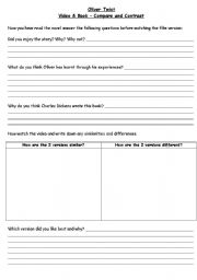 English Worksheet: Oliver Twist comparing film and book