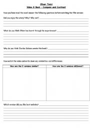 English worksheet: Oliver Twist comparing film and book