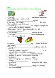 English Worksheet: Should have - Shouldnt have + Past Participle