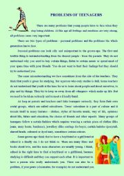 English Worksheet: The text about teenagers problems with flashcards. 4 pages