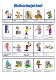 English Worksheet: What have they just done? (08.08.09)