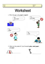 English worksheet: revison work