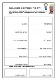 English Worksheet: CARLA GOES SHOPPING IN THE CITY -