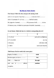 English worksheet: My Way by Frank Sinatra 