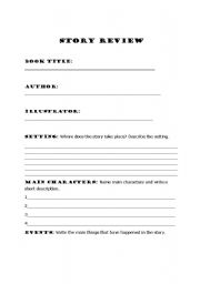 English worksheet: Story Review