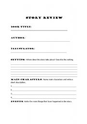 English Worksheet: Story Review