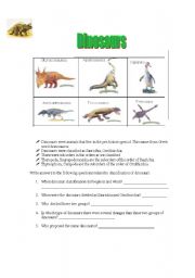 English worksheet: Classification of dinosaurs