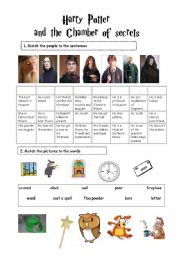 English Worksheet: Harry Potter and the Chamber of Secrets (TWO PAGES activities+watching task!)FULLY EDITABLE!