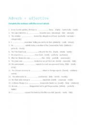 English Worksheet: adverb + adjective