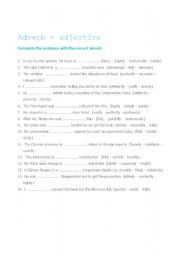 English worksheet: adverb + adjective