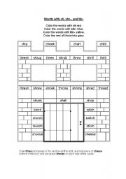 English Worksheet: Words with ch, shr-, and thr- 