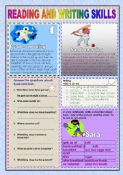 Reading and writing worksheet