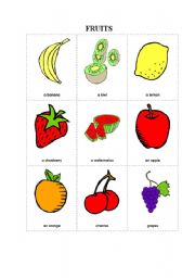 English worksheet: FRUITS