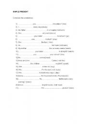 English worksheet: simple present