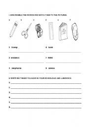 English worksheet: Objects in classroom