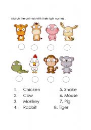 English Worksheet: fun animals