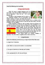 English Worksheet: A Spanish family