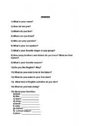 English worksheet: interview