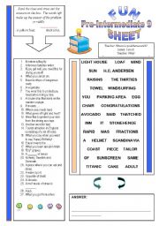 English Worksheet: Fun Sheet Pre-Intermediate 9