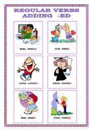 English Worksheet: flashcards regular verbs (three pages)