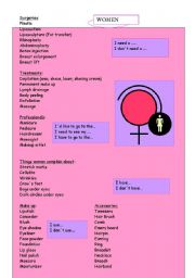 English worksheet: Women Stuff