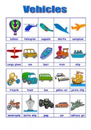 English Worksheet: vehicles 1/2 (09.08.09)