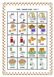 English Worksheet: MEMORY GAME - PART 2