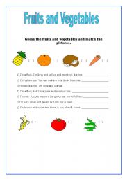 English worksheet: Fruits and Vegetables