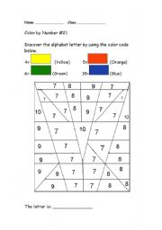 English Worksheet: Color By Number Alphabet- V