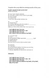 English worksheet: Song: I JUST CALLED TO SAY I LOVE YOU
