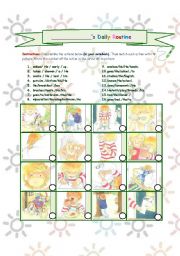 English Worksheet: Daily Routine!: Scrambler, matching.