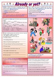 English Worksheet: Already or yet? - Grammar guide + exercises (fully editable - keys included)