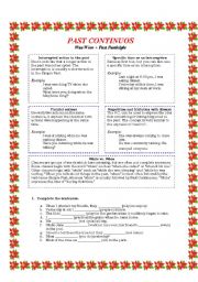English Worksheet: Past Continuous -  Leson and Worksheet
