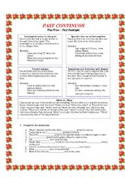 English worksheet: Past Continuous -  Leson and Worksheet