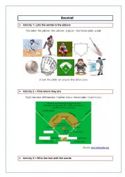 English Worksheet: Baseball