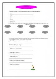 English worksheet: NUMBERS