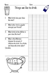 English worksheet: Graph - Things we like to drink