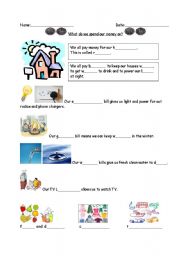English worksheet: What Do You Spend Money On?