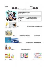 English Worksheet: What Do You Spend Money On?