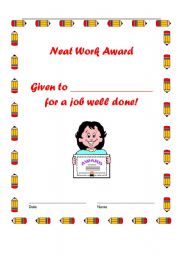 English worksheet: Neat Work Award