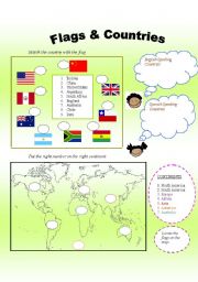English Worksheet: Flags and Countries