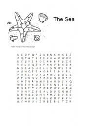 English Worksheet: The sea word search puzzle
