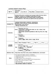 English Worksheet: Transportation