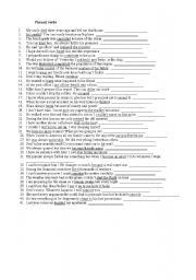English Worksheet: Phrasal verbs