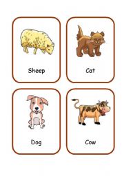 English Worksheet: ANIMALS FLASHCARDS 1/3