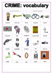 English Worksheet: CRIME VOCABULARY