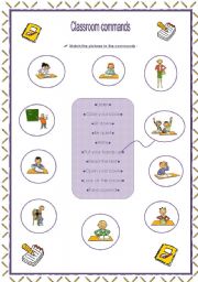 English Worksheet: Classroom commands