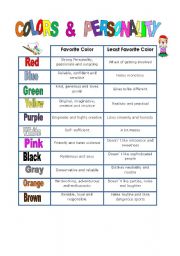 English Worksheet: Colors and personality